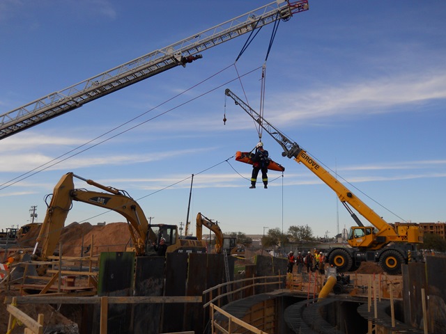 Simulated confined space rescue safety training with Tucson Fire Department